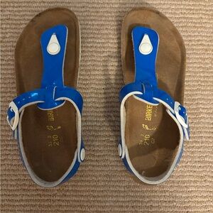Birkenstock Kairo Kids Birko-Flor Neon Blue Patent Sandals size 2